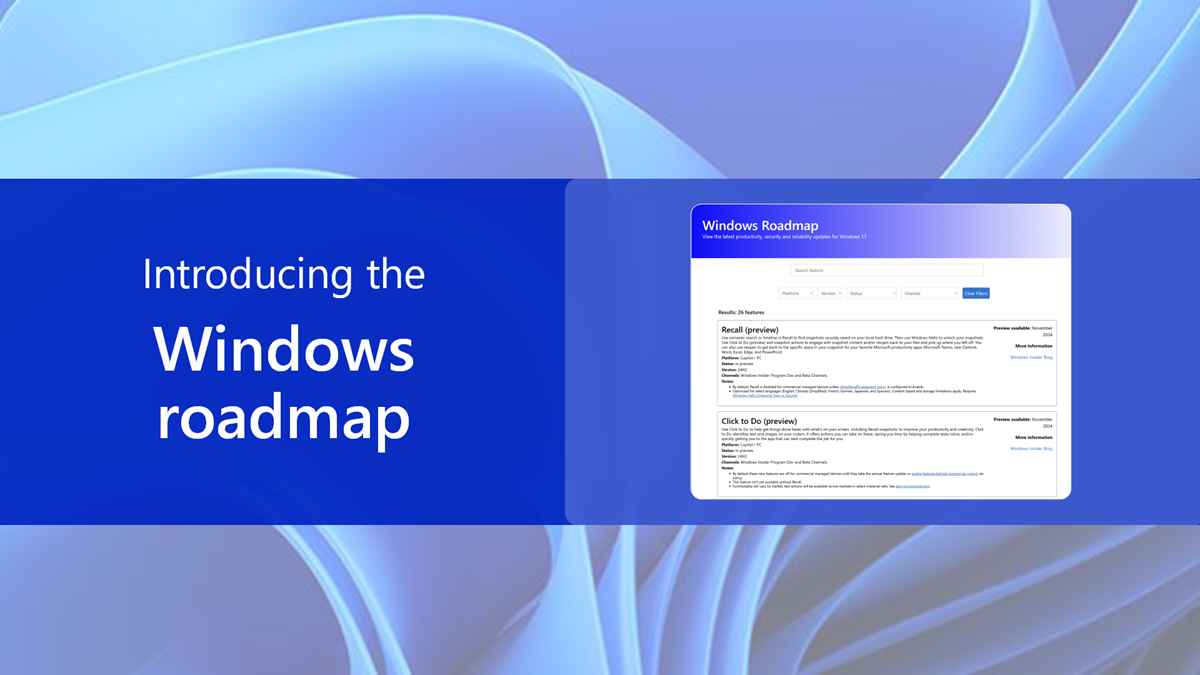 Microsoft's Windows Roadmap shows when new features will be available ...